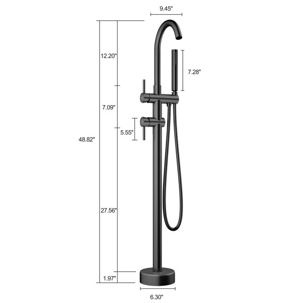 Eridanus Double Handle Floor Mounted Freestanding Clawfoot Tub Faucet with Handshower & Reviews